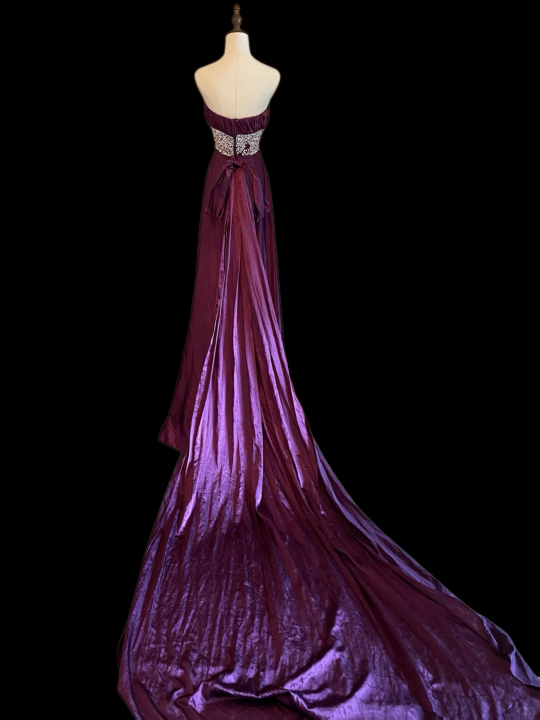 Pretty Purple Satin Sequin Mermaid Long Party Dress Birthday Prom Dress SP4092