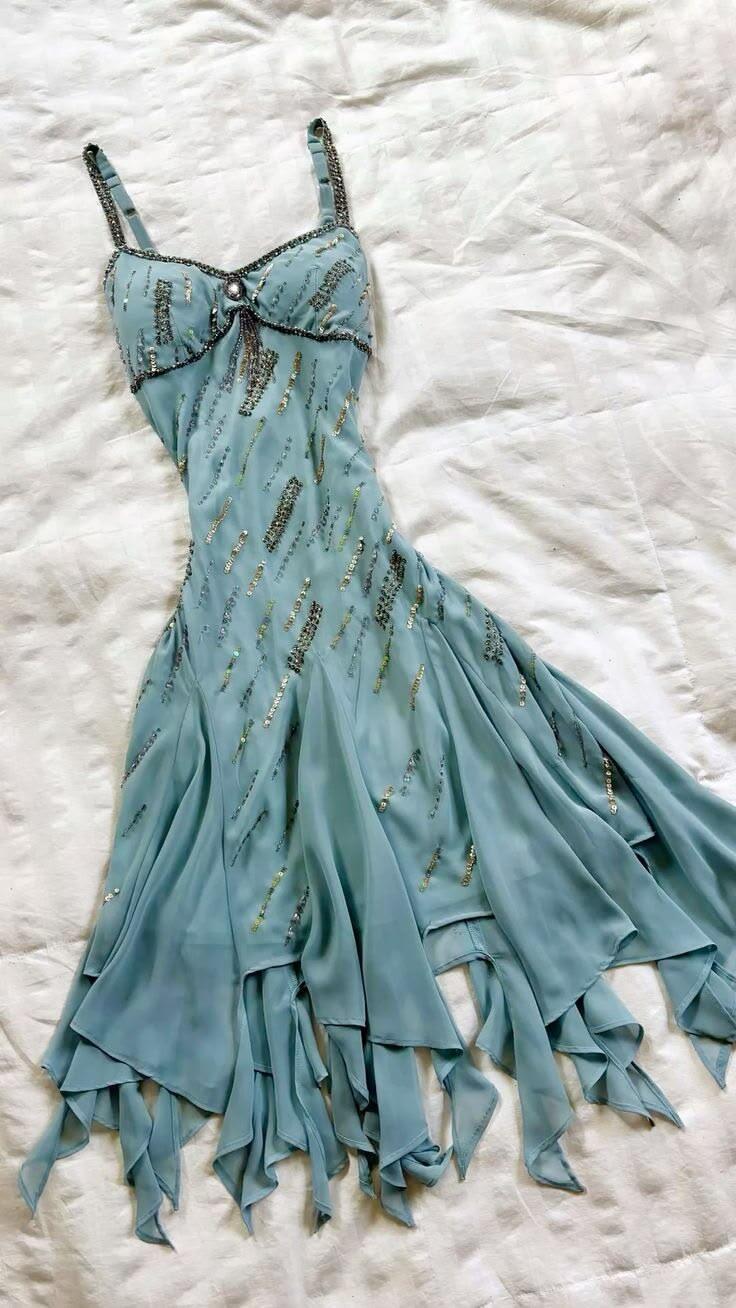 Elegant Blue Spaghetti Straps Chiffon Beaded Short Homecoming Dress Cocktail Dress SP3468