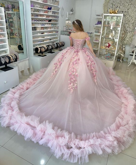 Pink Puffy Quinceanera Dress Ball Gown,Pink Sweet 16 Dress Y6053