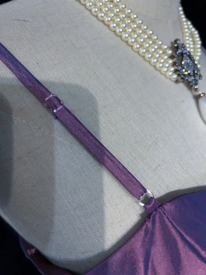 Vintage Spaghetti Straps Satin Pleated A Line Mini Cocktail Dress,Purple Short 6th Grade Homecoming Dress SP2892