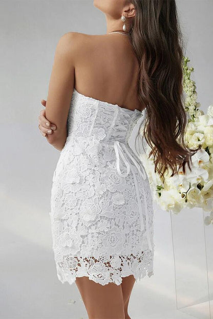Romantic Strapless  Lace A Line Short Graduation Homecoming Dress Mini 16th Birthday Outfits SP2753