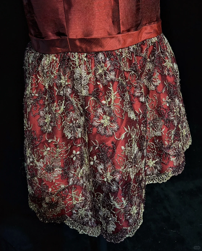 Vintage Spaghetti Straps Satin Lace Short Prom Dress,Red A Line Short 7th Grade Homecoming Dress SP2897