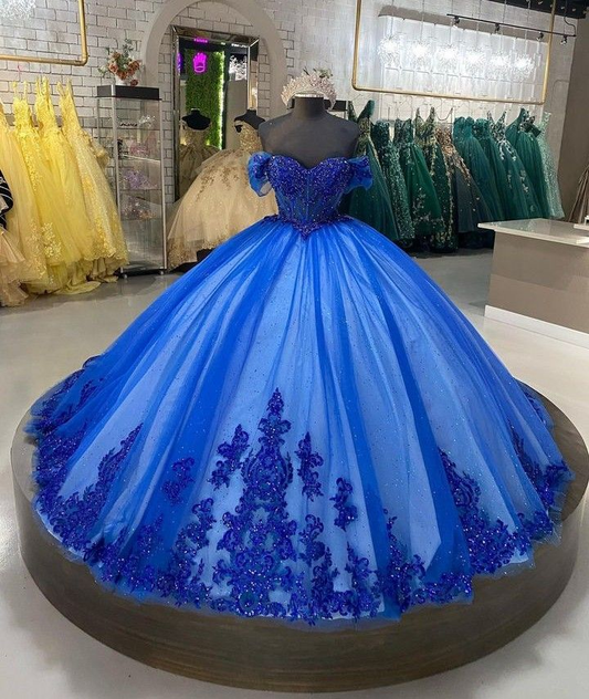 Royal Blue Ball Gown Quinceanera Dresses Beading Sweet 16 Dress Y5551