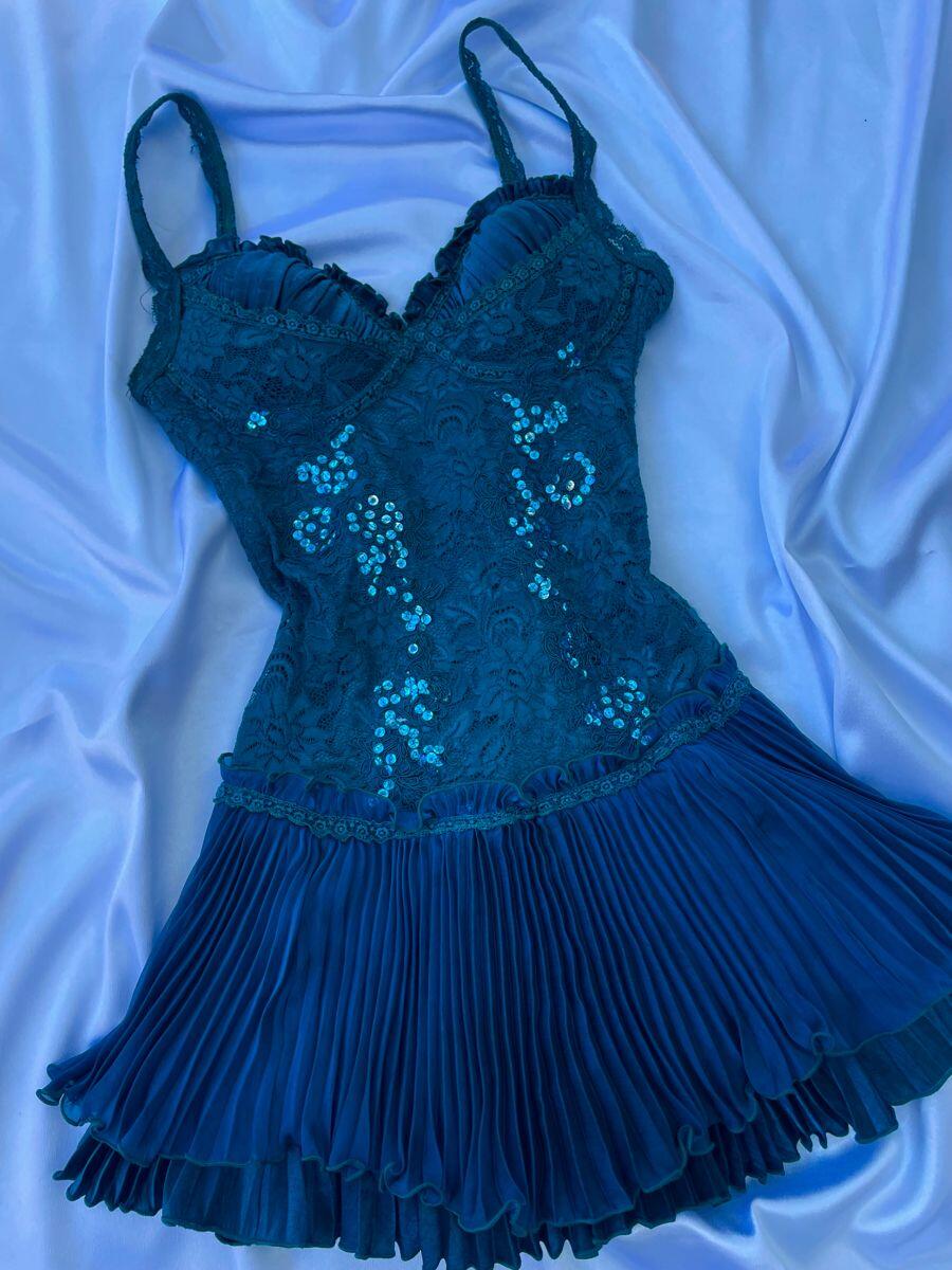 Retro Navy Blue Lace Satin Pleated A Line Short Homecoming Dress Short Prom Dress SP3467