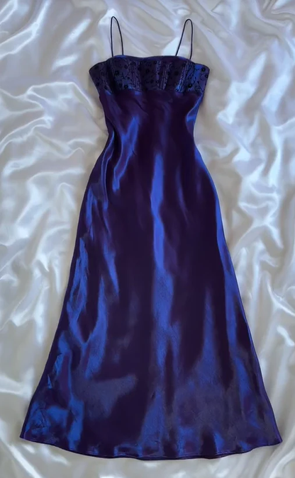 Gorgeous Purple Satin A Line Long Prom Dress Formal Evening Dress Y7510