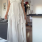 Bohemian White Chiffon Evening Dress Halter Prom Dress Party Gown Y7542