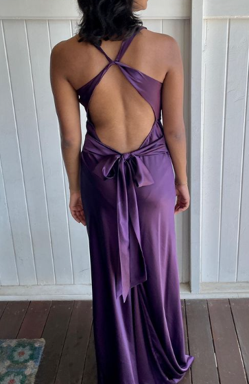 Purple V Neck Backless Evening Dress Long Prom Dress Party Dress Y7520