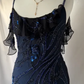 Luxurious Navy Blue Chiffon Beaded Evening Dress Formal Party Prom Dress Y7529