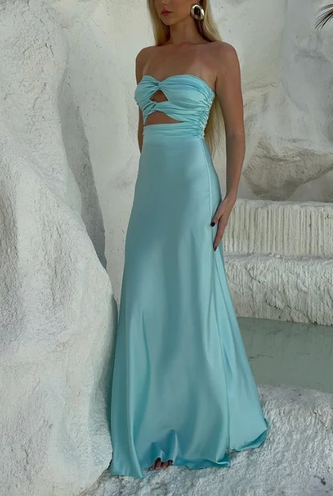 Sexy Strapless A Line Prom Dress Long Party Evening Dress  Y7494