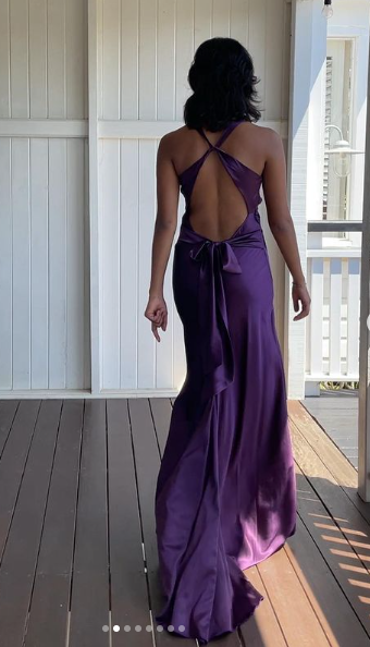 Purple V Neck Backless Evening Dress Long Prom Dress Party Dress Y7520