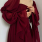 Vintage Romantic A-Line Burgundy Prom Dress Evening Dress Y7583