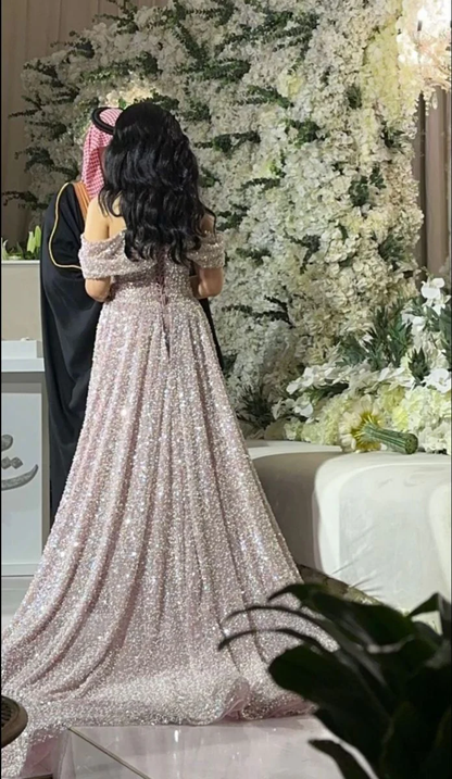Beautiful Off The Shoulder Prom Dress Sequin Mermaid Evening Dress Y7630