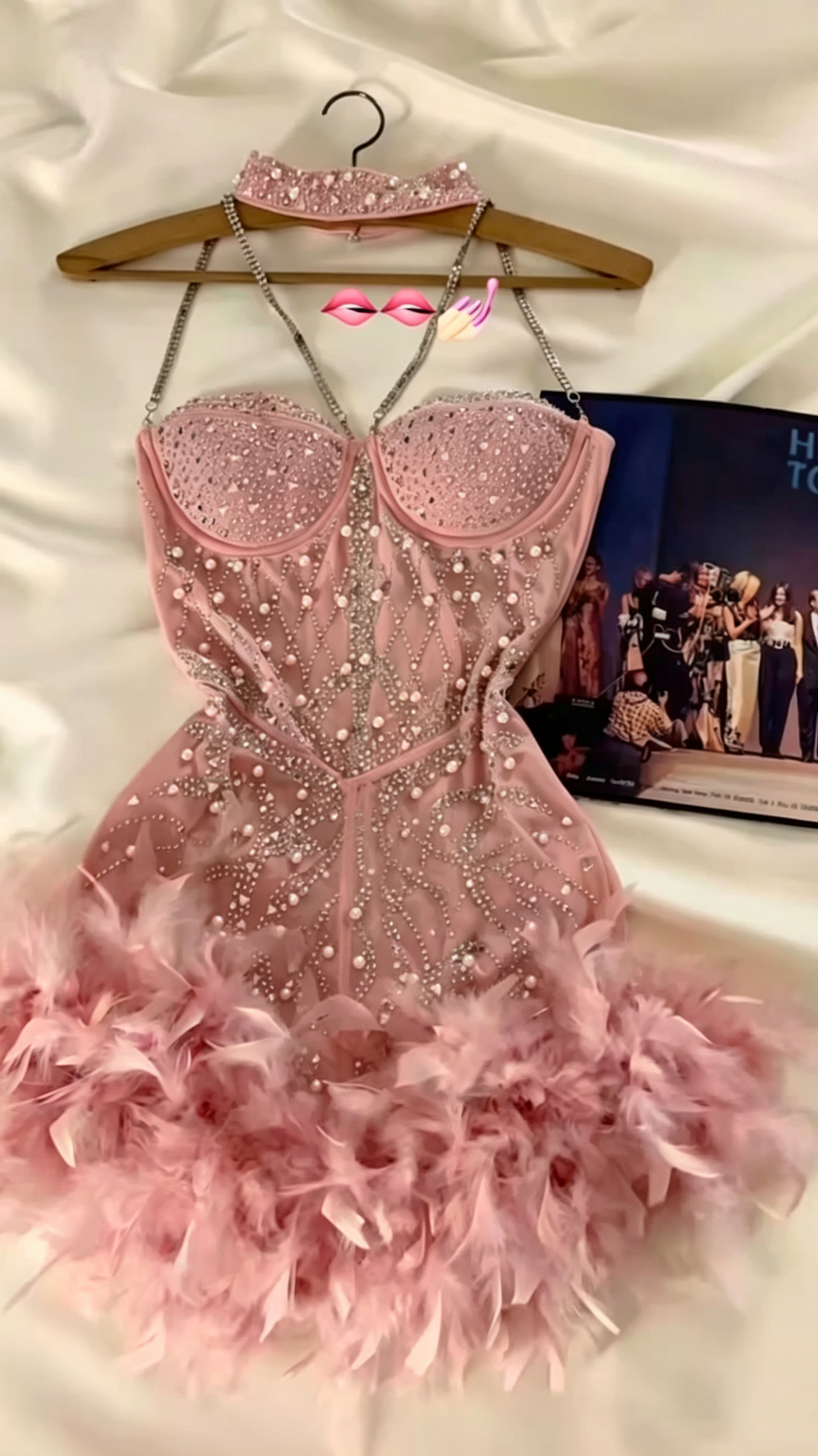 Elegant Satin Beaded Short Birthday Outfits ,Pink Short Graduation Homecoming Dress With Feathers SP3695