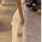 Bohemian White Chiffon Evening Dress Halter Prom Dress Party Gown Y7542