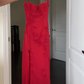 Charming Red Appliques Sheath Long Prom Dress Slit Evening Dress Party Gown Y7550