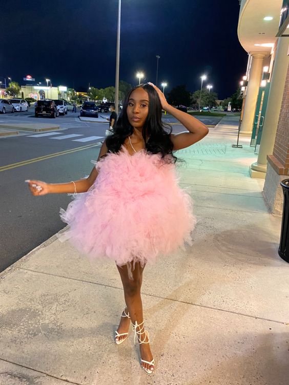 Pink Tulle Birthday Outfit Short Homecoming Dress Y326