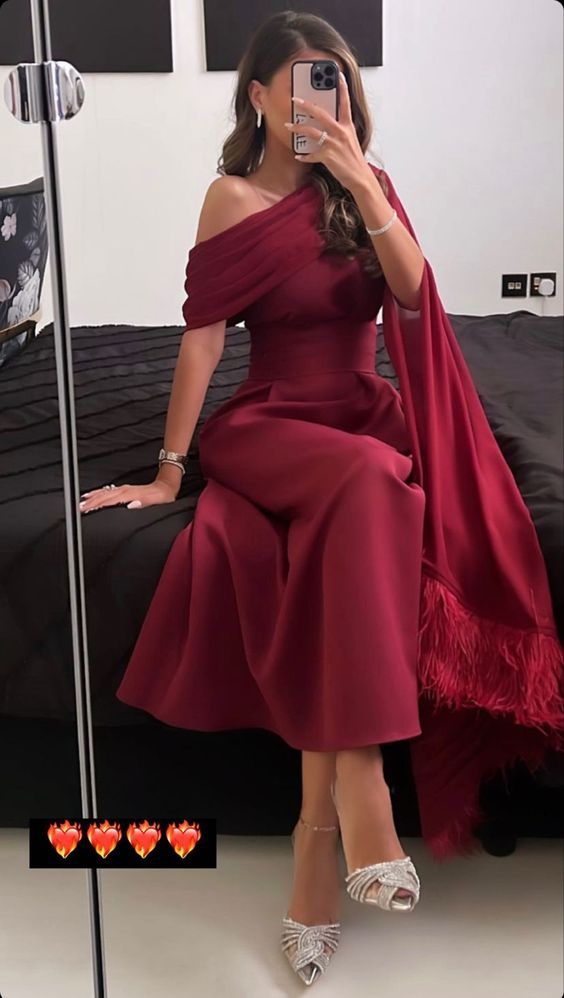 Burgundy Satin Long Prom Dress Chic Evening Dress Y409