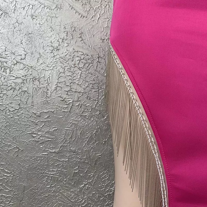 Women's Sexy Shiny Slit Fringe Bandage Dress Elegant Long Evening Dress Y407