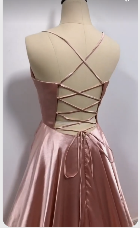 Blush Pink Simple Satin Long Prom Dress Senior School Dress Y259