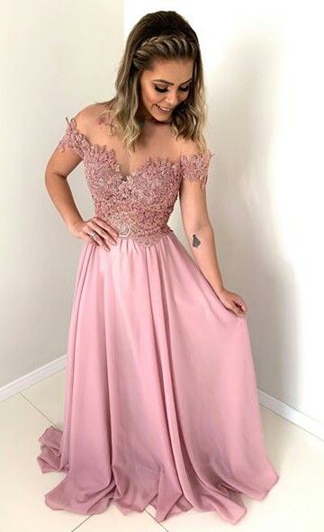 Off the shoulder long prom dress , chiffon prom dress S17357