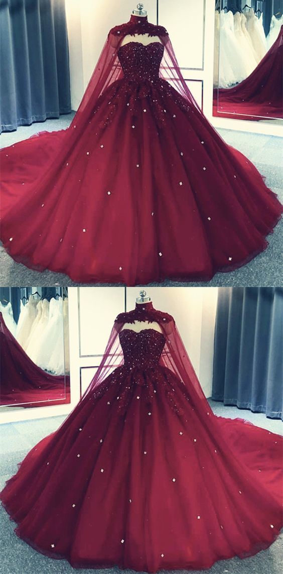 Tulle Ball Gown Prom Dress With Cape  S8254