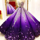 Strapless Butterfly Quinceanera Dress Ombre Purple Ball Gown, Long Prom Dress  S11280