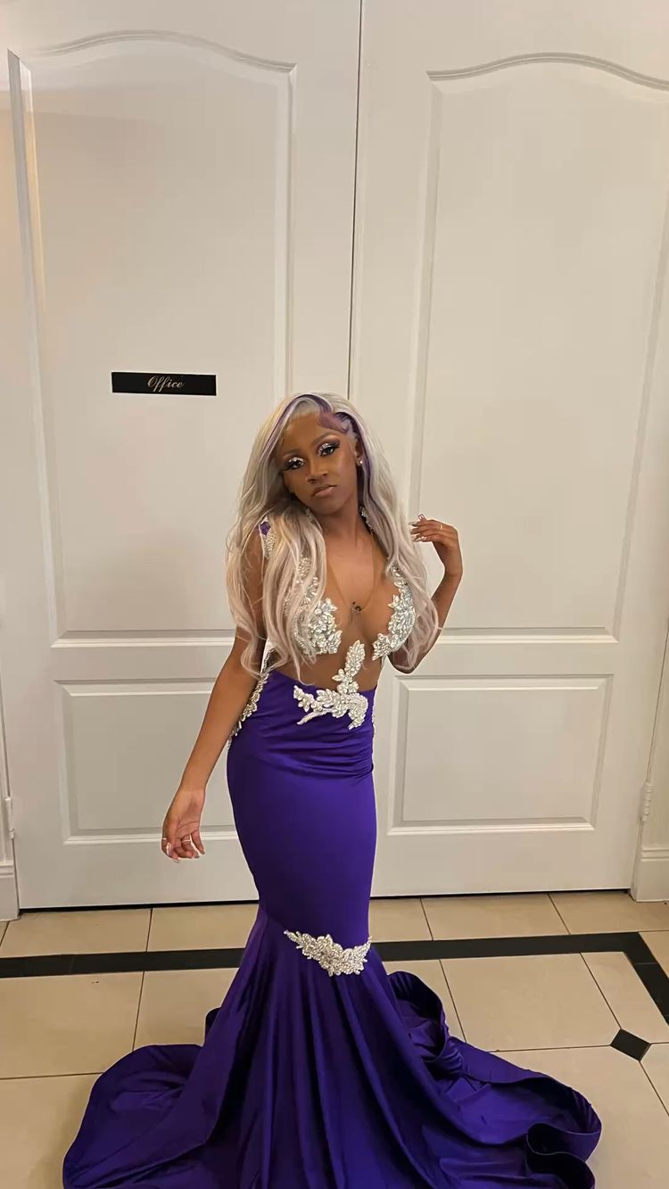 Sexy Purple Mermaid Prom Dress,Charming Evening Dress  Y1708