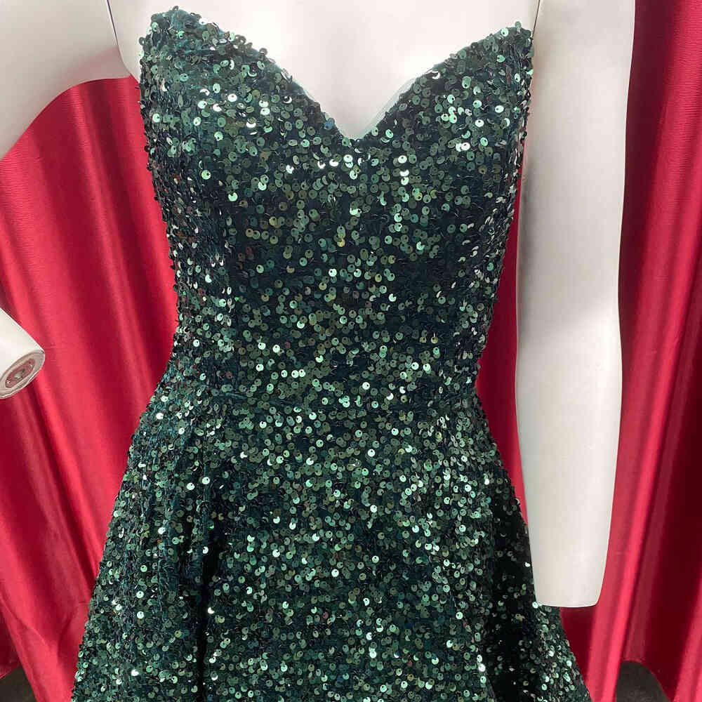 Sweetheart Dark Green Sequins A-Line Homecoming Dress Y1409