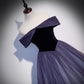 Purple tulle long prom dress A line evening gown s66