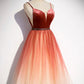 A line v neck tulle evening dress s74