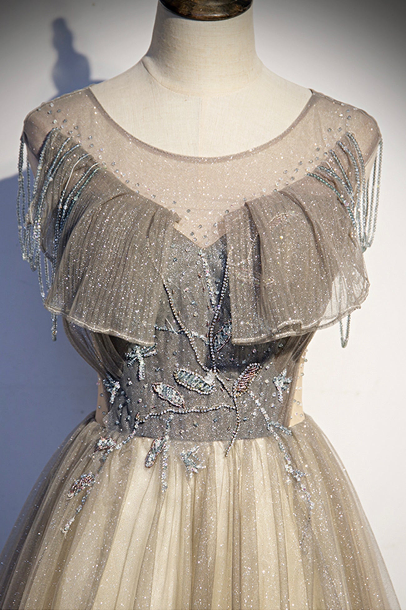 Stylish tulle long prom dress A line evening dress s108