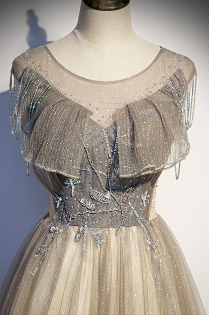 Stylish tulle long prom dress A line evening dress s108