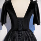 Black velvet lace long prom dress evening dress s103