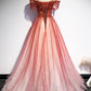 Burgundy tulle long A line prom dress evening dress s75