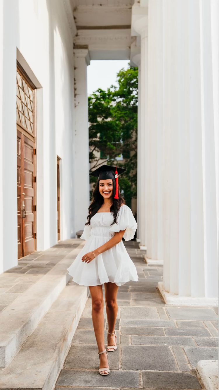 Cute White Puffy Sleeves Short Homecoming Dress,Graduation Dress Y1340